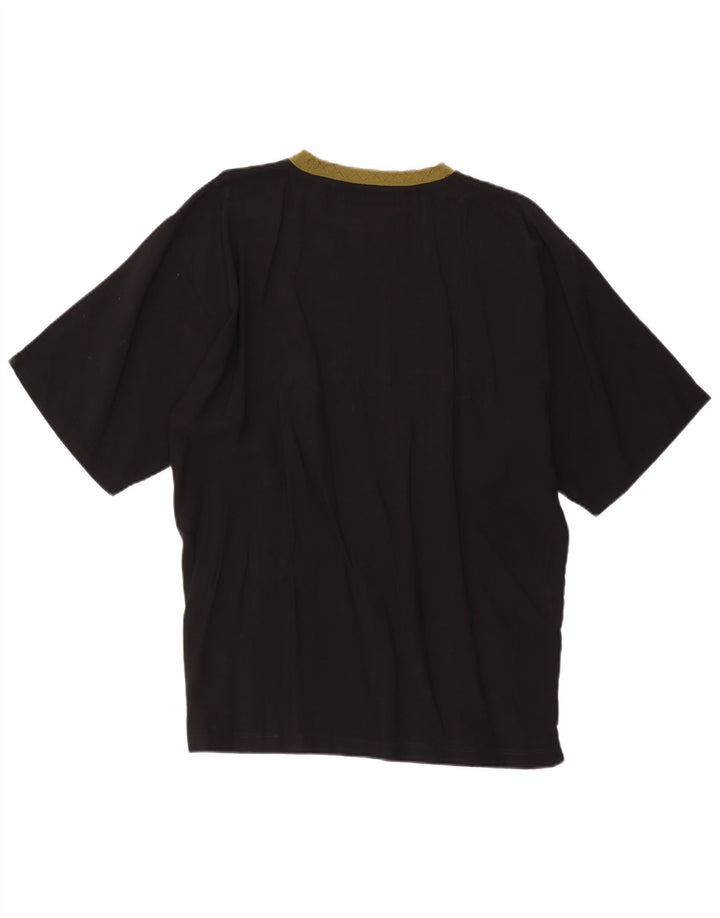 Vintage hombres camiseta gráfica top grande viscosa negra