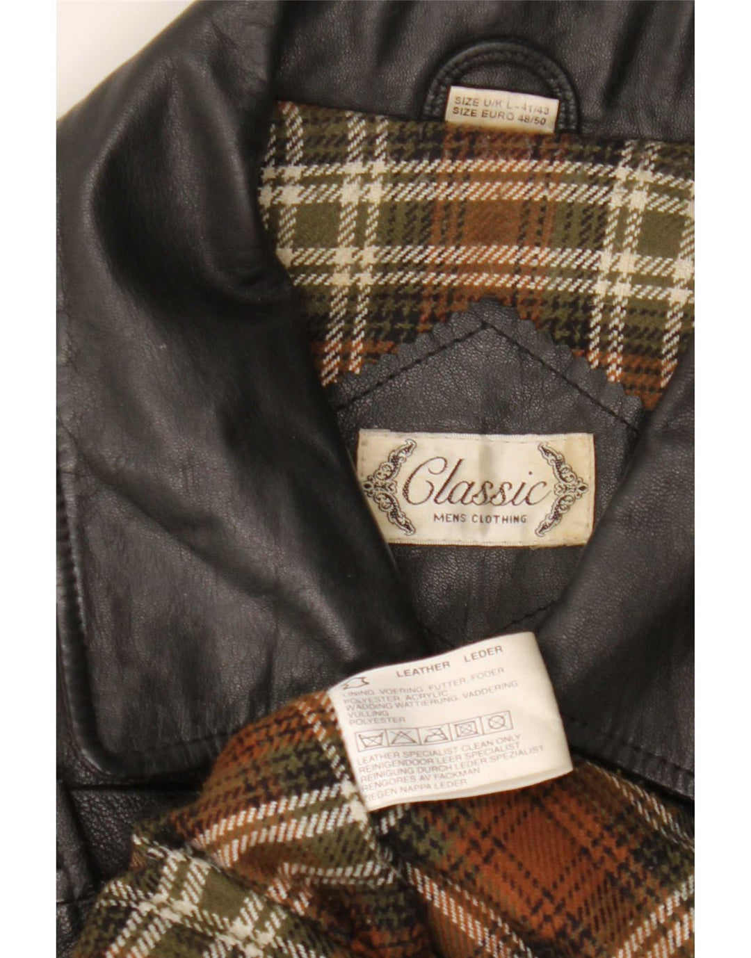 CLASSIC Chaqueta de cuero para hombre UK 41/43 Large Black