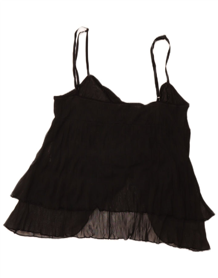 BENETTON Top Cami para Mujer UK 42 Mediano Negro