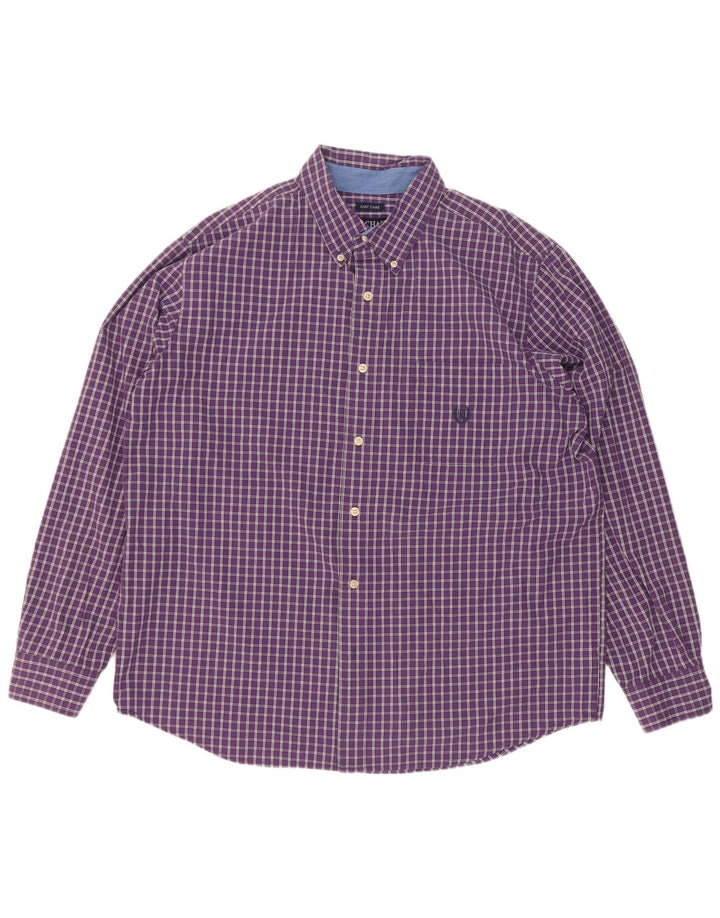 Chaps Camisa de fácil cuidado para hombre XL Algodón a cuadros morado