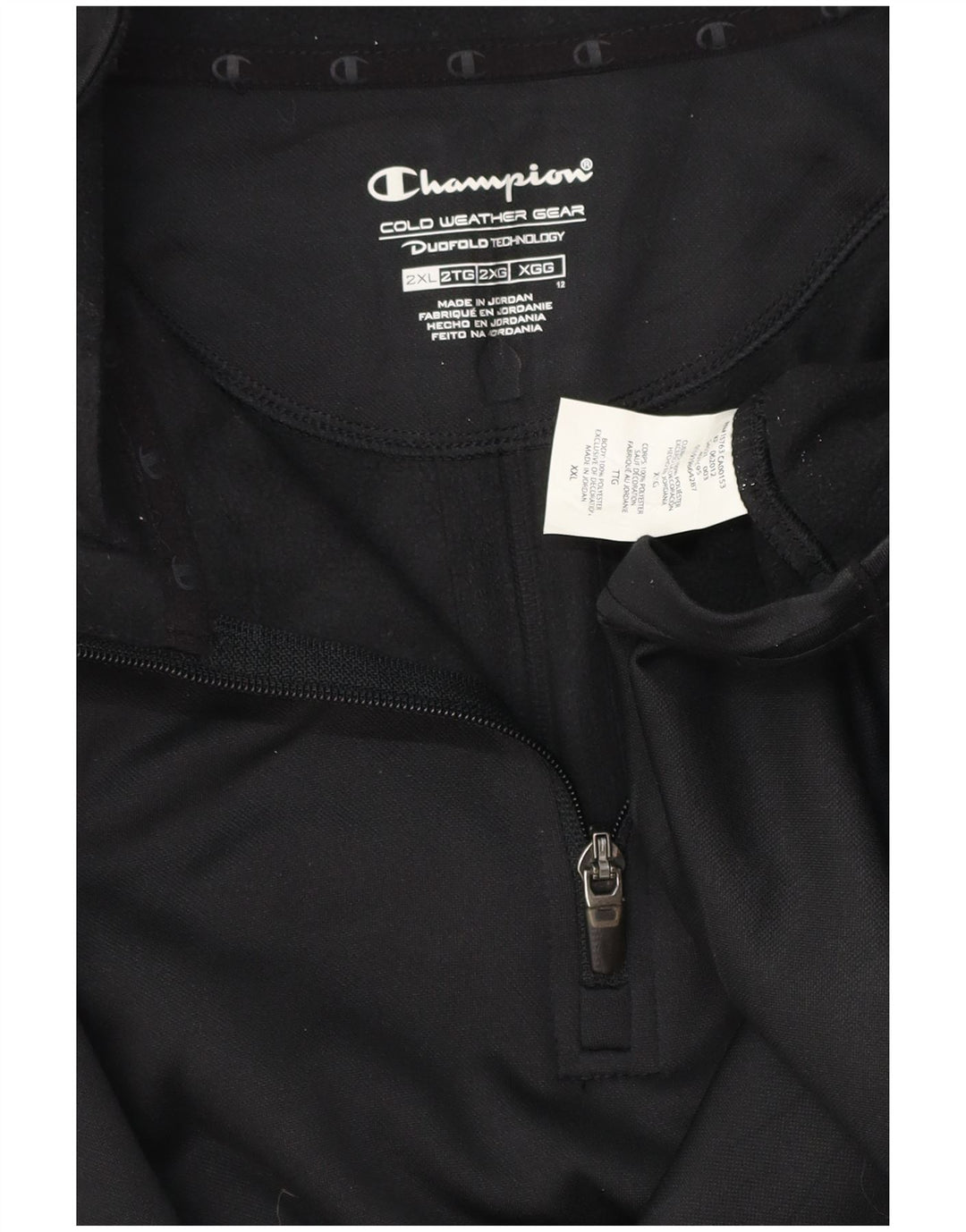 CHAMPION Top de chándal con cuello y cremallera para hombre 2XL Poliéster con manchas negras