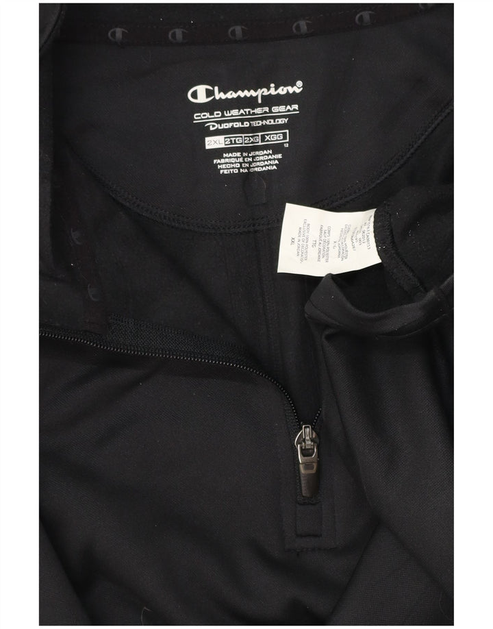CHAMPION Top de chándal con cuello y cremallera para hombre 2XL Poliéster con manchas negras