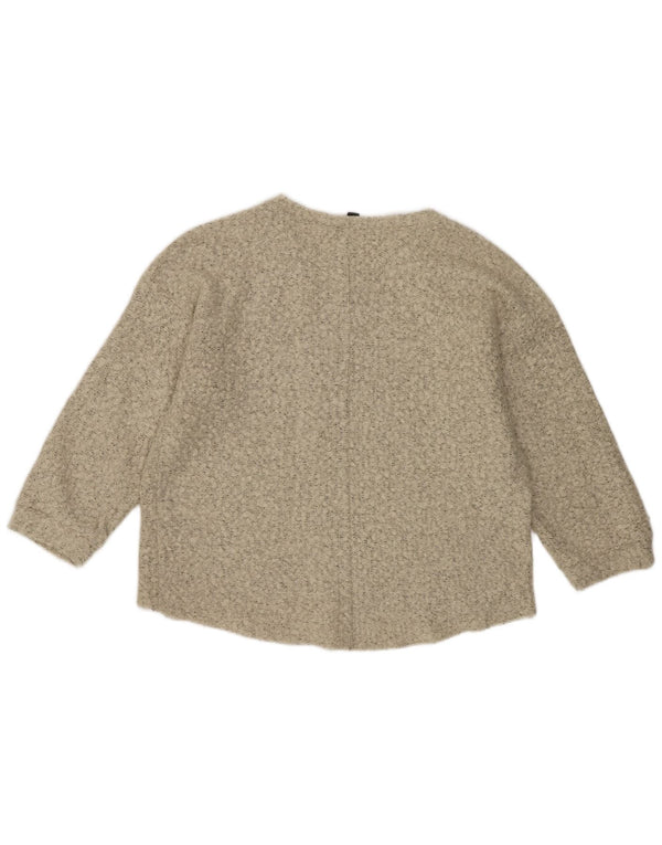 Topshop Womens 3/4 Sleeve Boat Neck Jumper Sweater UK 10 Small Beige