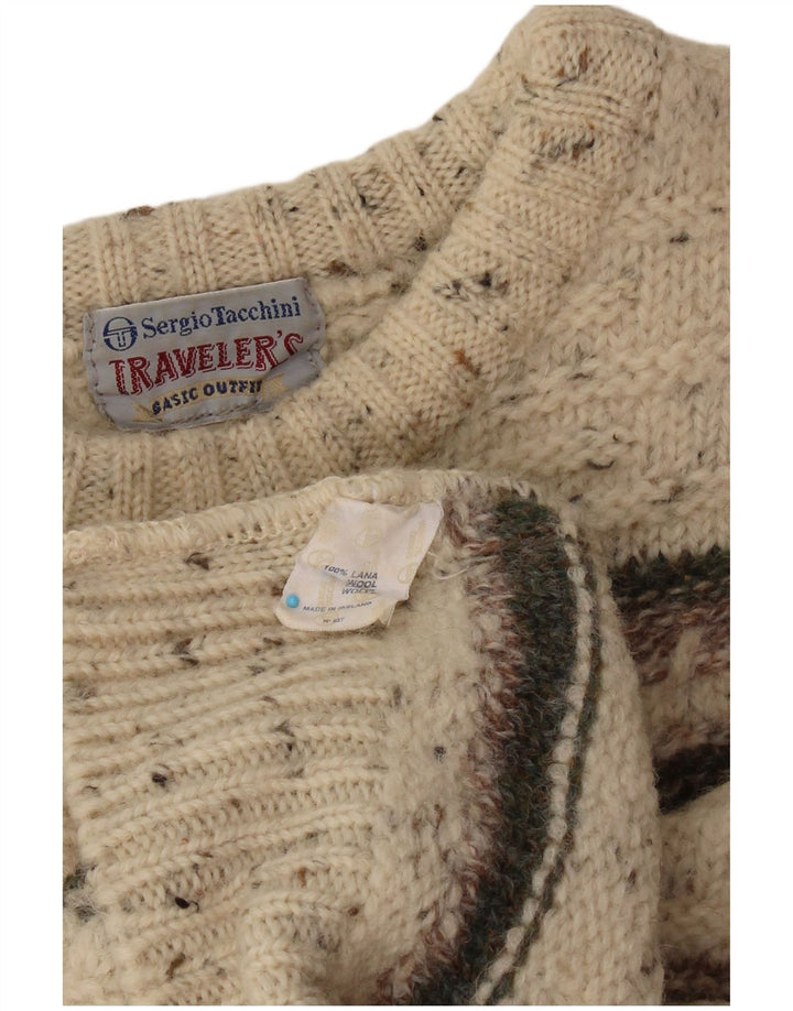 SERGIO TACCHINI Jersey de cuello redondo para mujer UK 46 Grande Beige Rayas