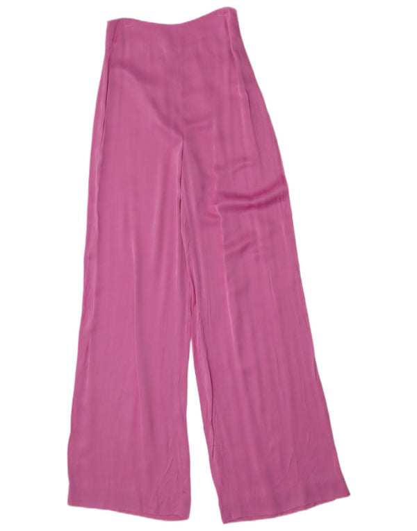 Zara Mujer Pantalones Casuales De Pierna Ancha De Cintura Alta Mediano W28 L33 Rosa