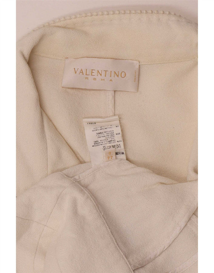Chaqueta tipo blazer corta con 1 botón para mujer Valentino IT 44 Mediana de algodón blanco roto