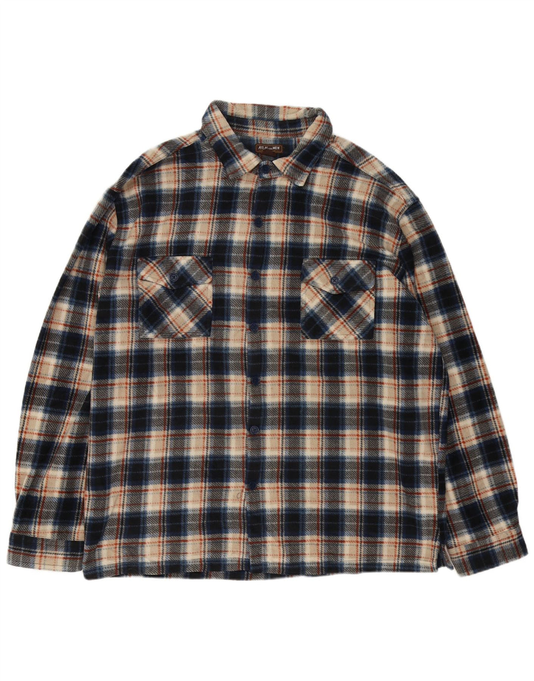 ATLAS FOR MEN Camisa polar para hombre 3XL Poliéster a cuadros azules