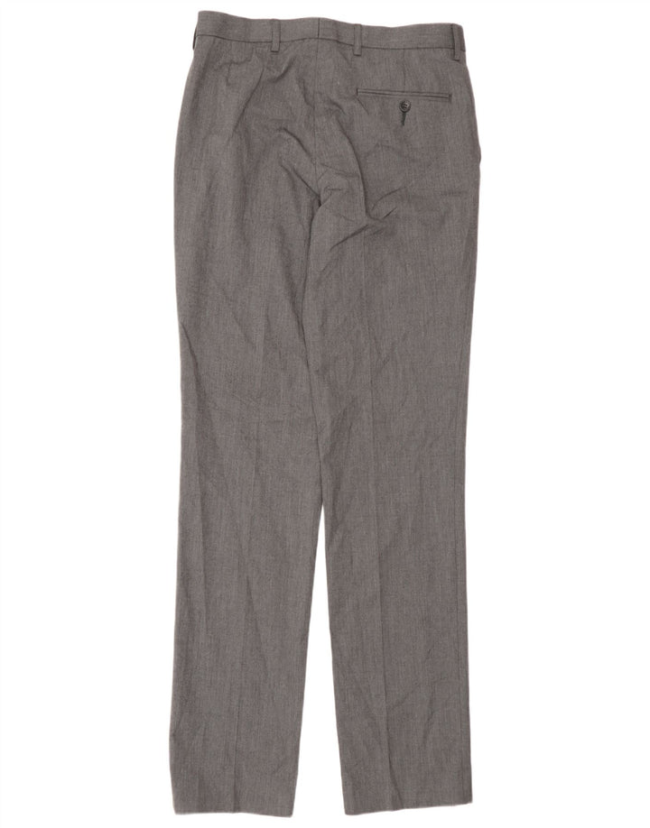Marks & Spencer Pantalón de traje recto para hombre W30 L35 Poliéster gris