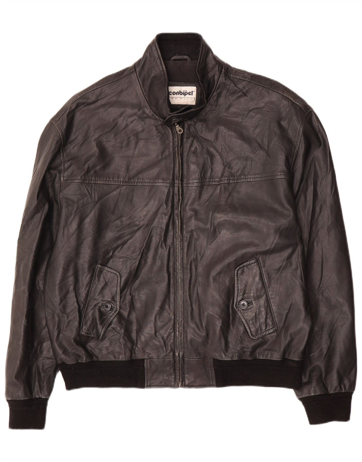 Conbipel Chaqueta Bomber De Cuero Para Hombre IT 54 XL Cuero Negro