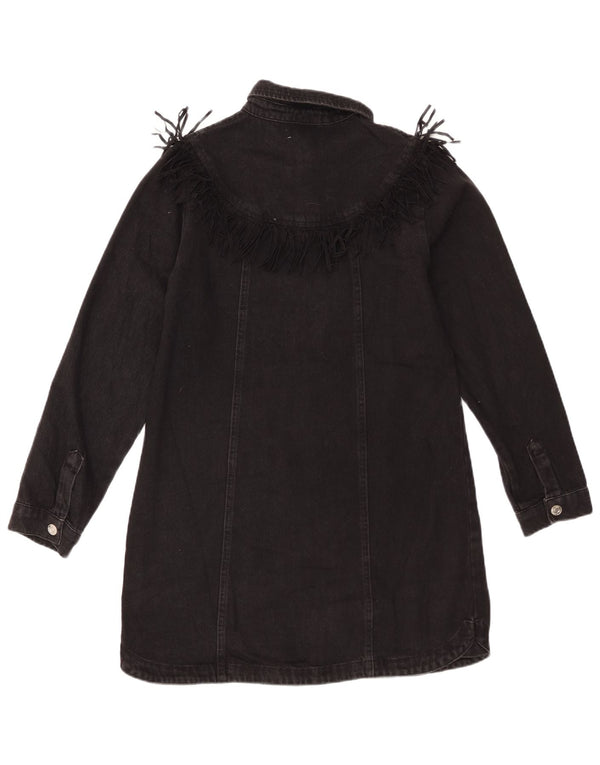 Zara Vestido Camisero Niña Denim 13-14 Años Negro Algodón