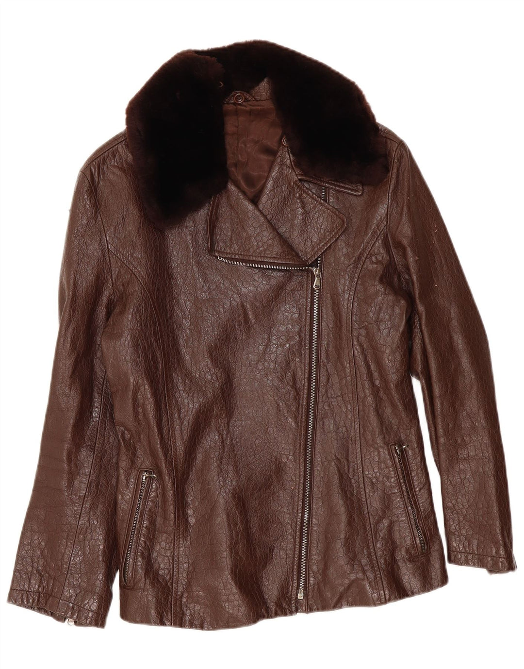 Chaqueta de cuero vintage para mujer IT 42 cuero marrón medio