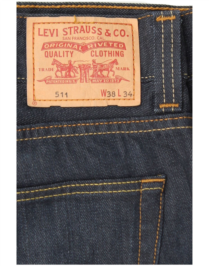 Levi's Hombre 511 Slim Jeans W38 L31 Algodón Azul Marino