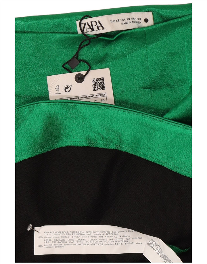 Zara Mujer Minifalda XS W24 Verde Viscosa
