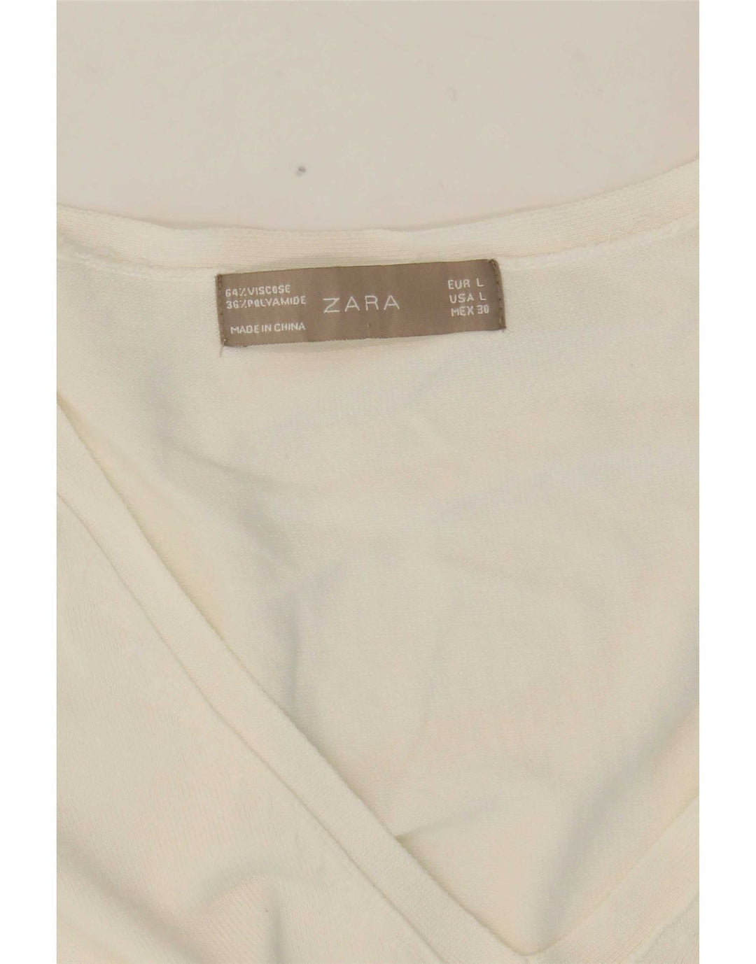 Zara - Jersey con cuello en V para mujer, talla 40, talla mediana, viscosa blanca