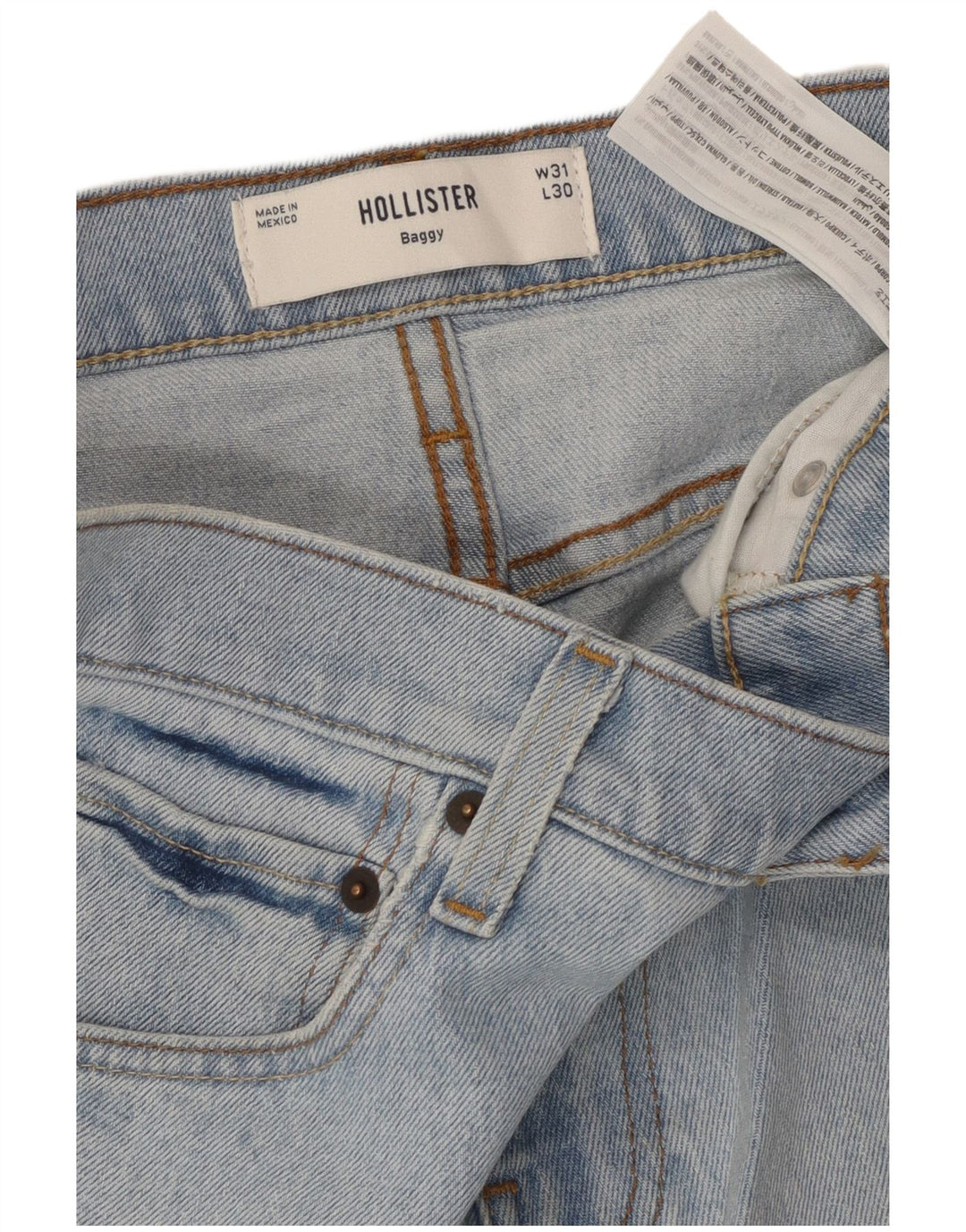 HOLLISTER Vaqueros holgados holgados para hombre W31 L30 Algodón azul