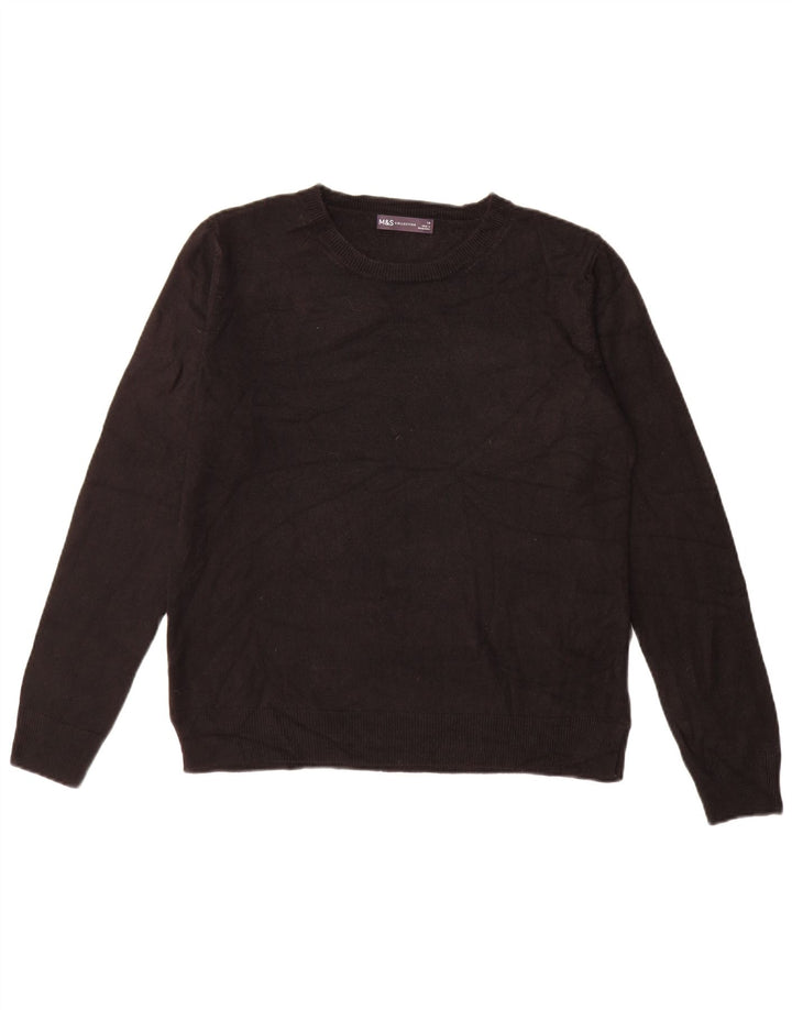 Marks & Spencer Suéter de Cuello Redondo para Mujer UK 44 Grande Acrílico Negro