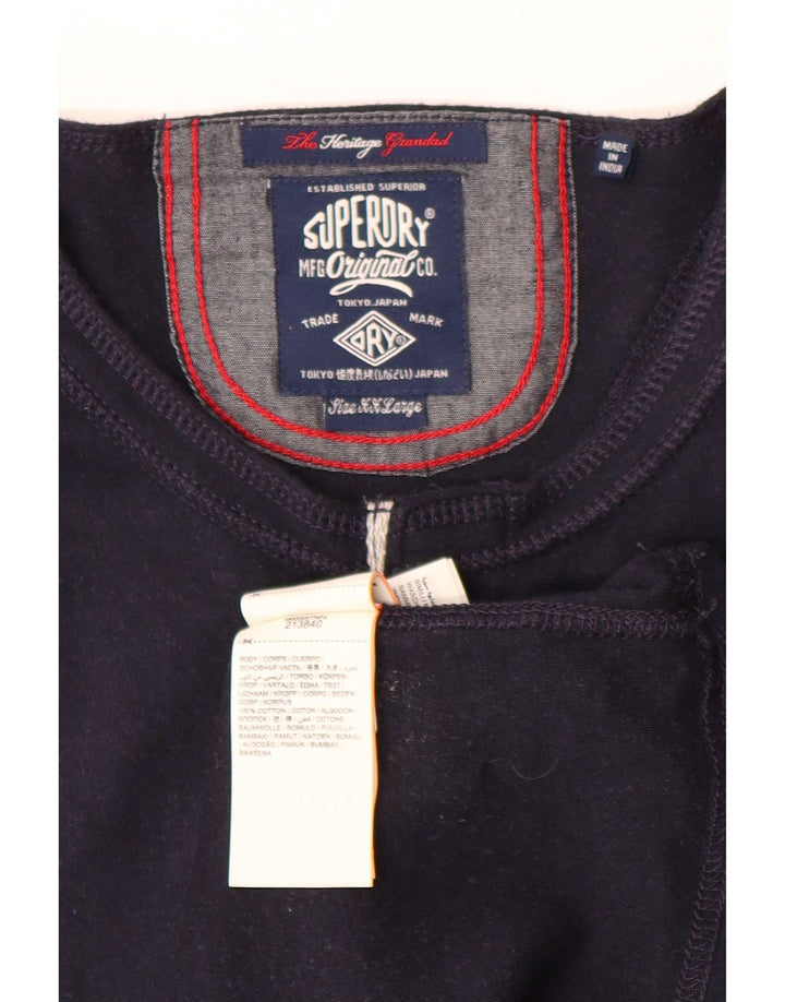 SUPERDRY Hombre Top Manga Larga 2XL Azul Marino Algodón