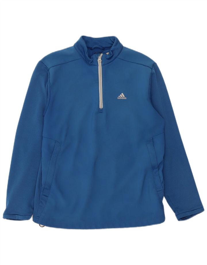 Adidas Mens Climawarm Zip Neck Sudadera Jumper Pequeño Azul Poliéster