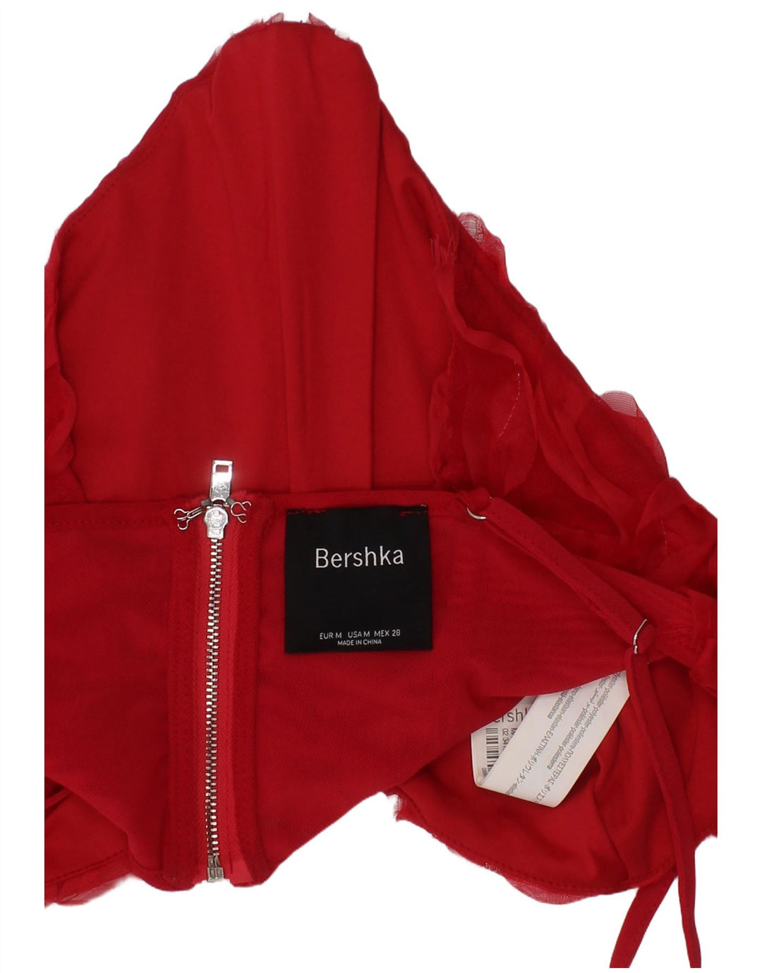 Bershka Mujer Crop Corset Top Medio Rojo Poliéster Festival