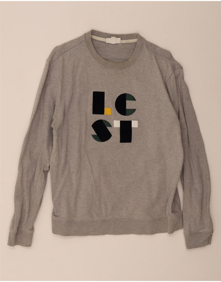 Lacoste - Sudadera gráfica para hombre, talla 5, algodón gris grande