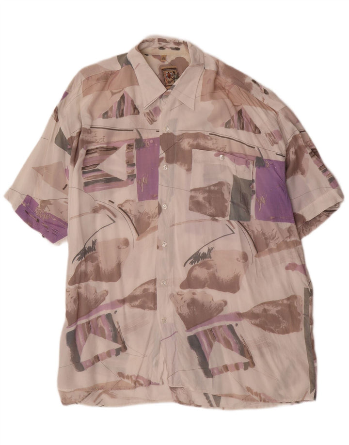 VINTAGE Camisa con estampado abstracto para hombre Talla 43/44 XL Multicolor