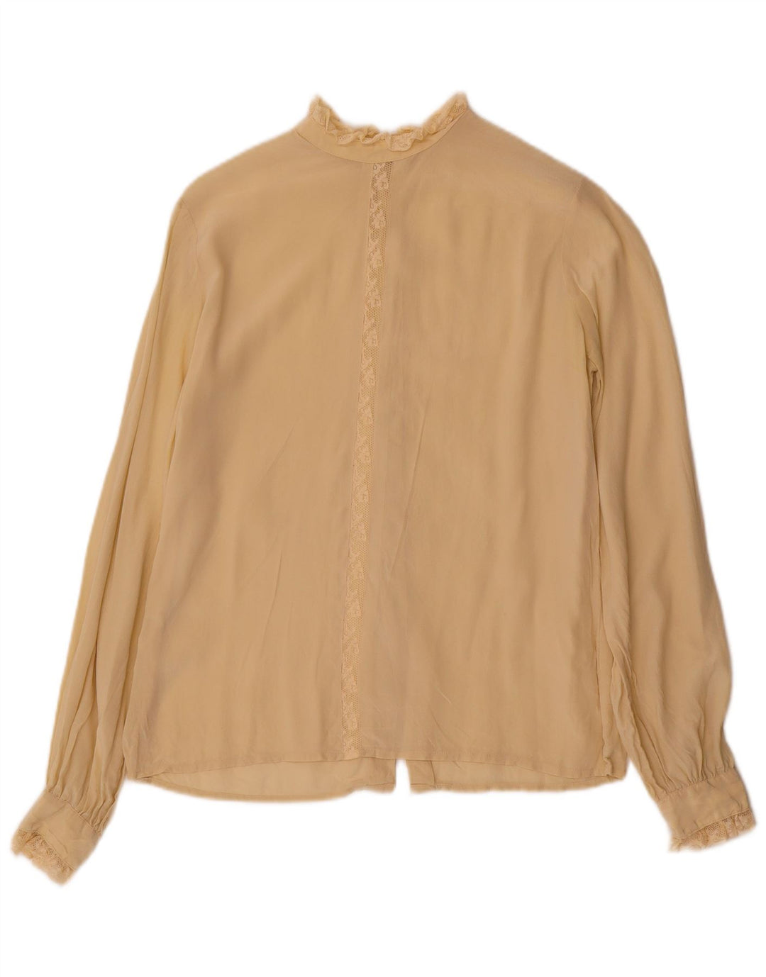 Vintage mujer camisa blusa Reino Unido 12 Medio Beige