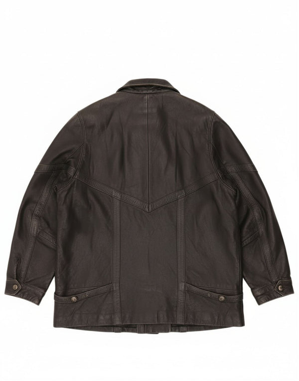 Vintage mujer chaqueta de cuero de gran tamaño EU 46 XL cuero negro