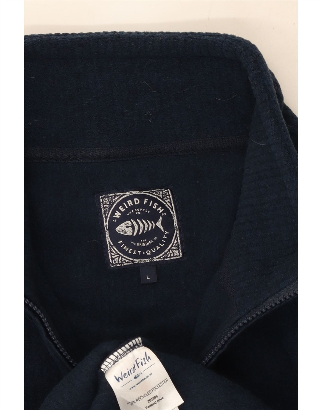 Weird Fish - Sudadera con cuello y cremallera para hombre, talla grande, poliéster, color azul marino