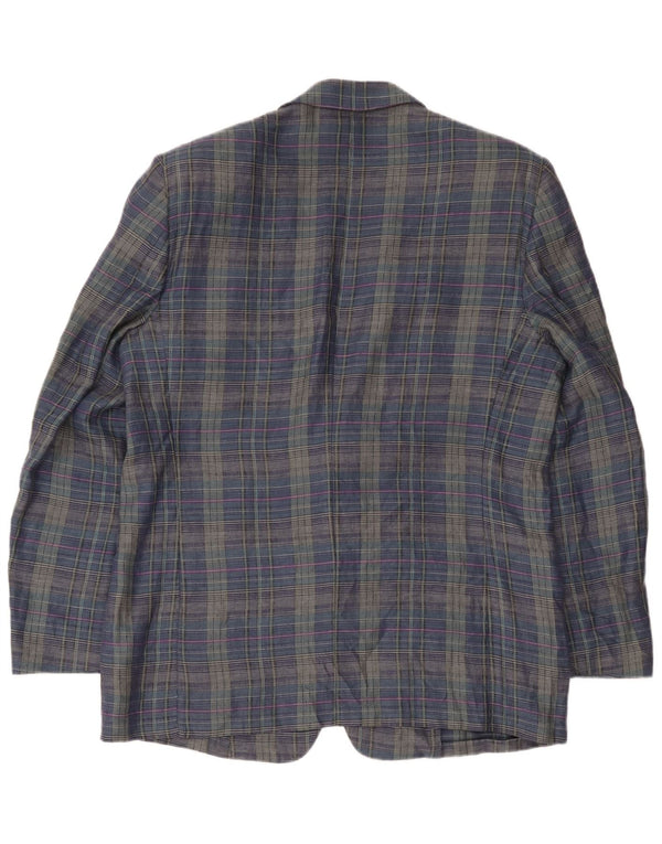 Principios Chaqueta tipo blazer de 2 botones para hombre Reino Unido 40 Grande Lino a cuadros azul marino