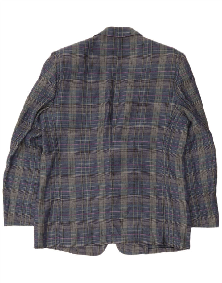 Principios Chaqueta tipo blazer de 2 botones para hombre Reino Unido 40 Grande Lino a cuadros azul marino