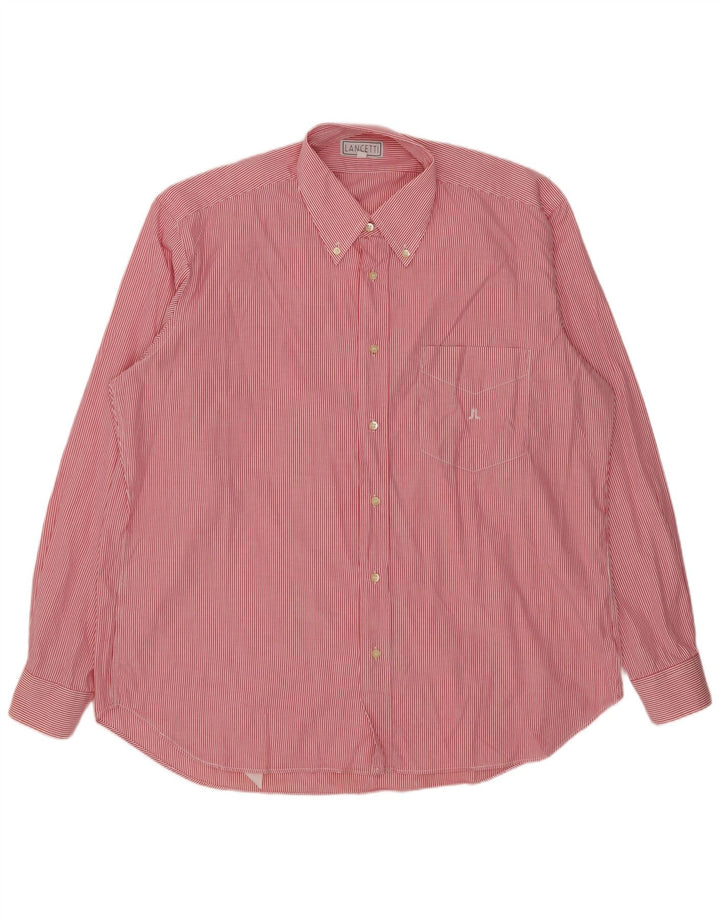 LANCETTI Camisa Hombre Talla 43 17 XL Raya Roja