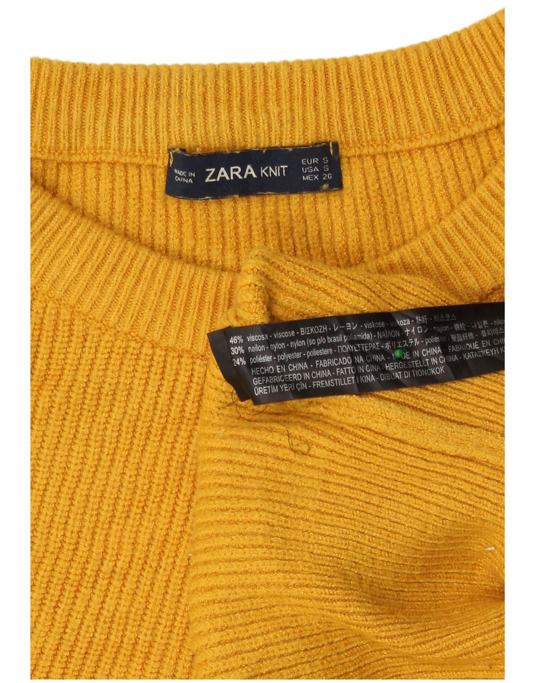Zara Mujer Oversize Crop Crew Neck Jumper Sweater UK 10 Small Amarillo