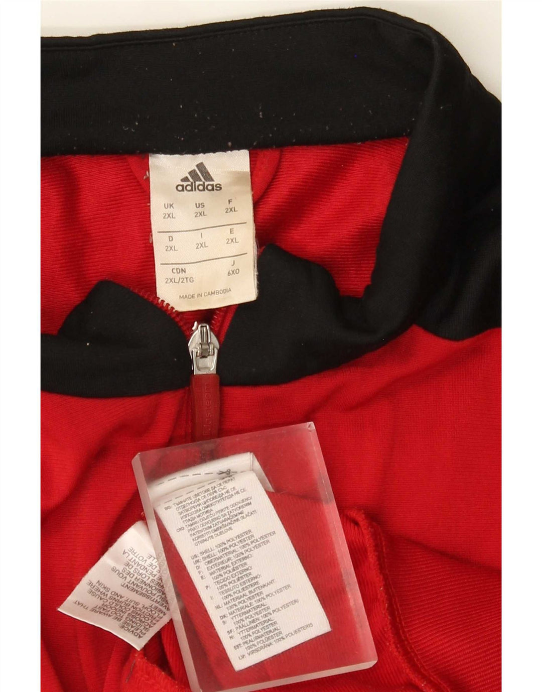 Adidas - Chaqueta de chándal para hombre, talla 2XL, color rojo, poliéster