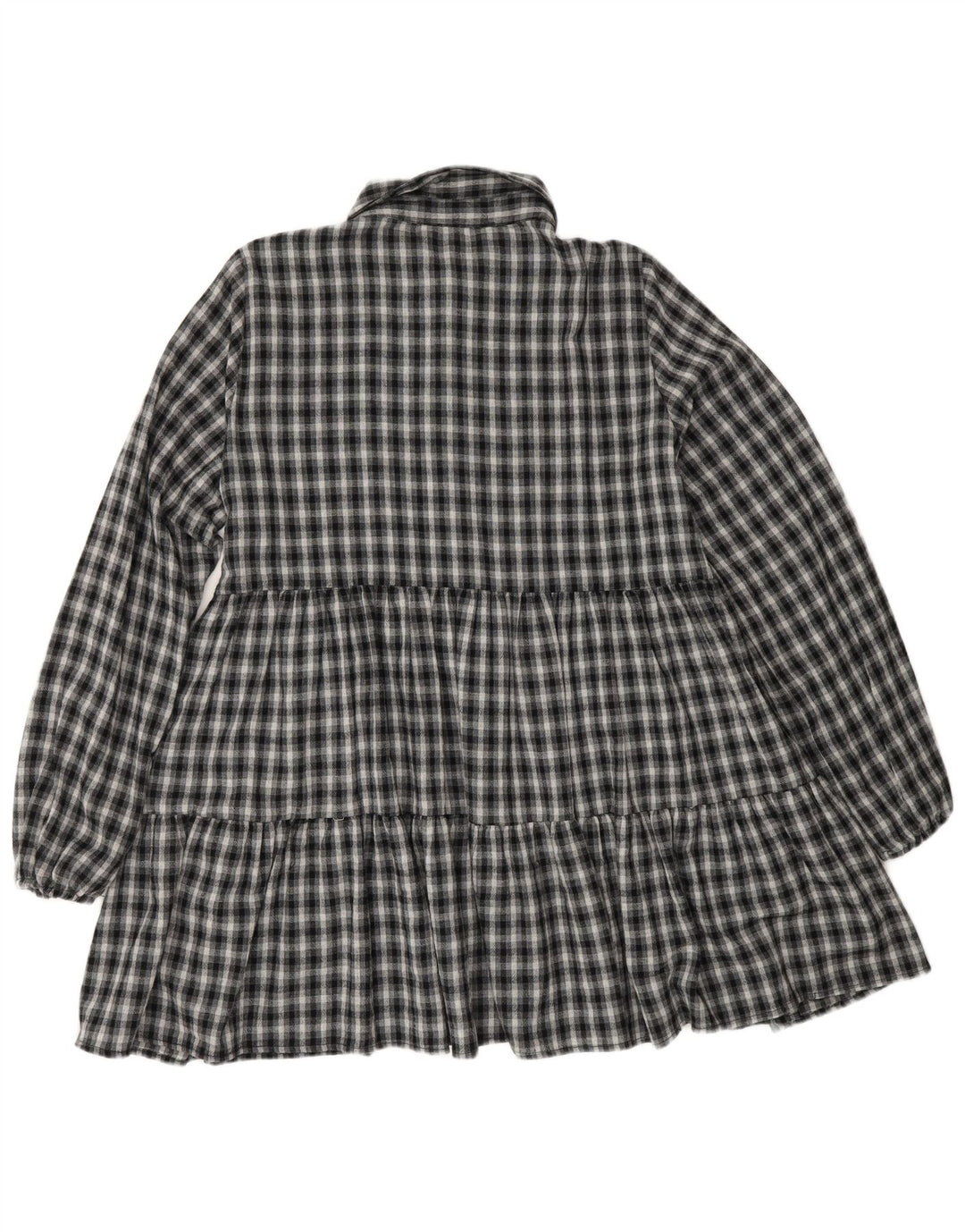 Zara Vestido Escalonado De Manga Larga Para Mujer UK 40 Medium Azul Marino A Cuadros