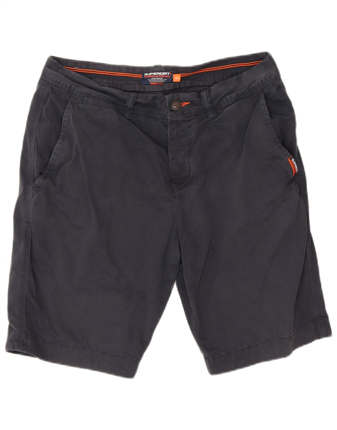 Superdry Pantalones cortos chinos para hombre W32 Algodón azul marino mediano