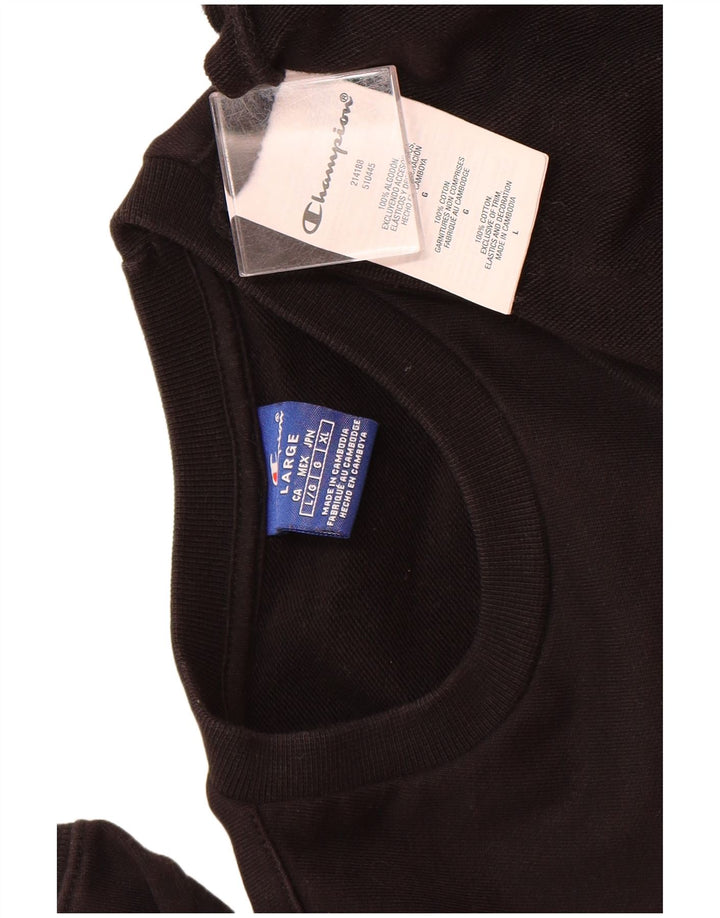 CHAMPION Mens Graphic Sweatshirt Jumper Large Black Cotton