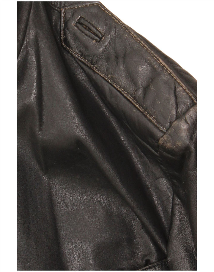 Chaqueta de cuero vintage para hombre Reino Unido 42 XL cuero negro