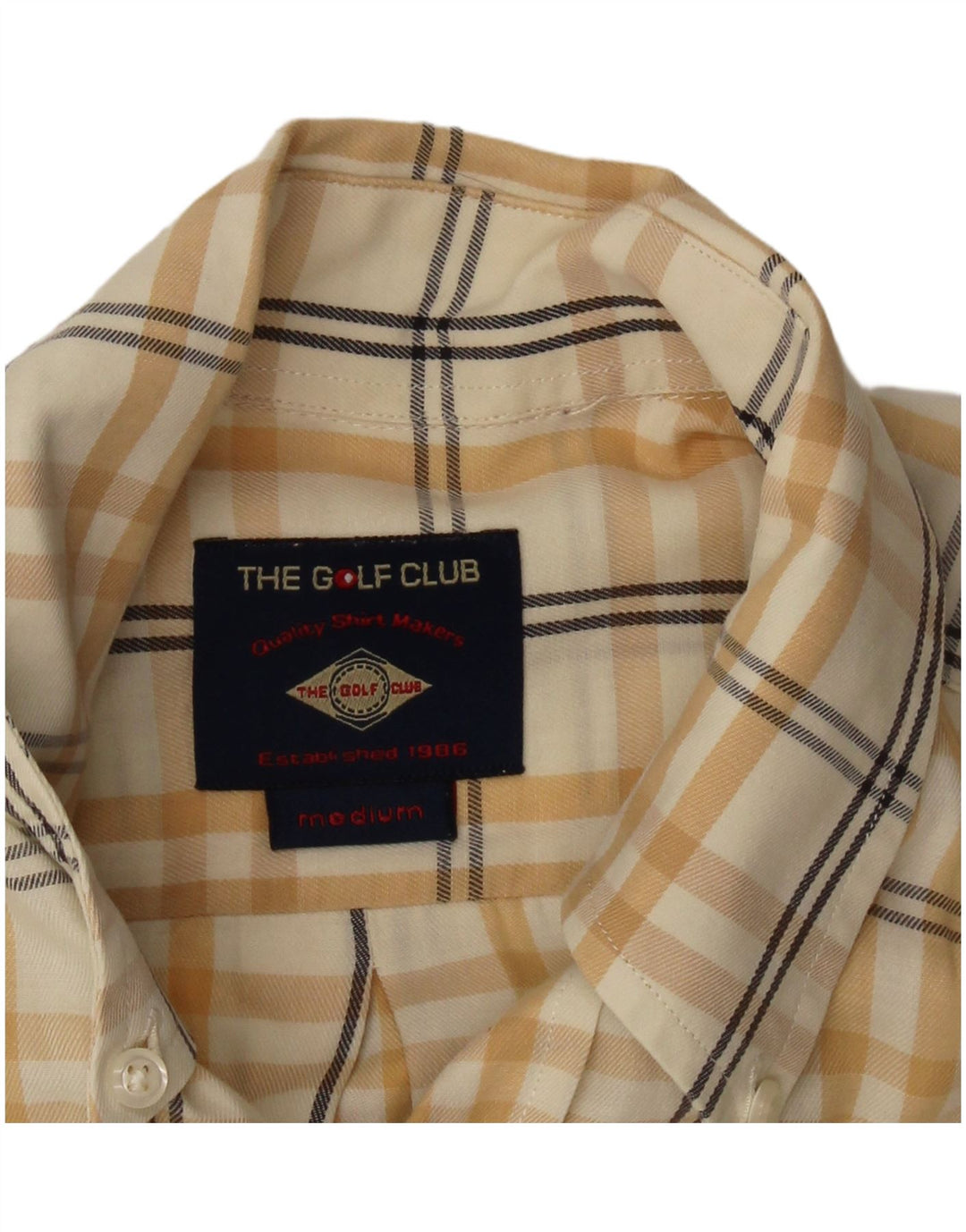 Camisa VINTAGE para hombre de algodón a cuadros amarillo medio