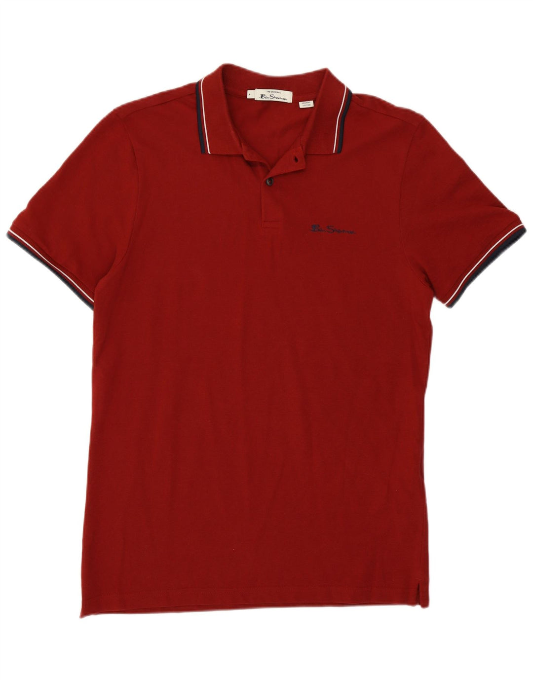 Ben Sherman Polo para hombre de algodón granate medio