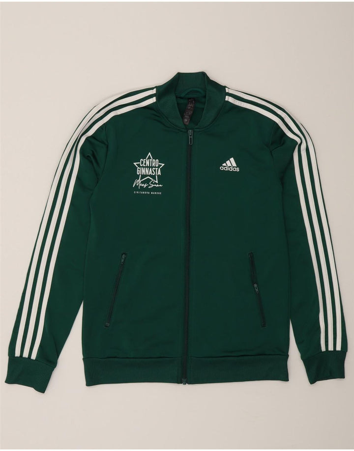 Adidas - Chaqueta de chándal gráfica para mujer, talla 8/10, poliéster verde pequeño
