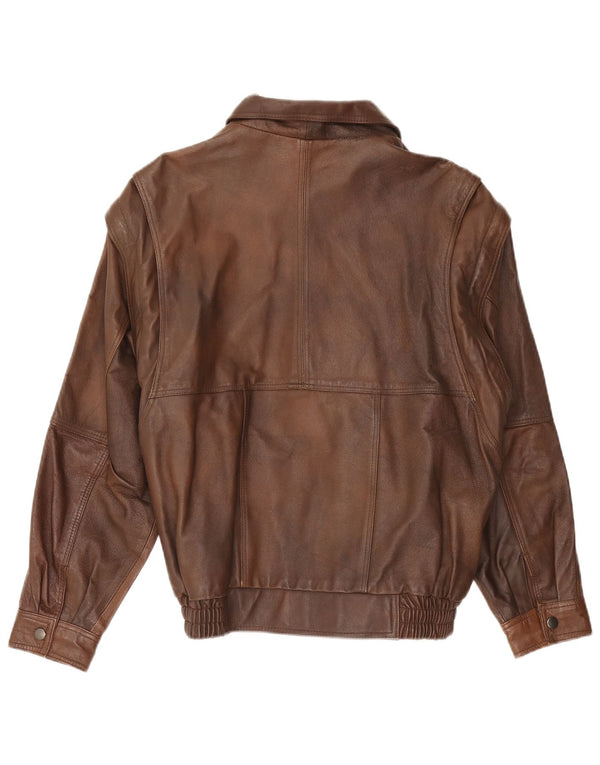 Vintage chaqueta de cuero para hombre Reino Unido 38 cuero marrón medio retro