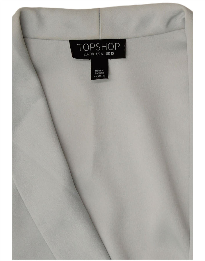 Topshop Chaqueta tipo blazer con doble botonadura para mujer UK 10 Small Grey Poliéster