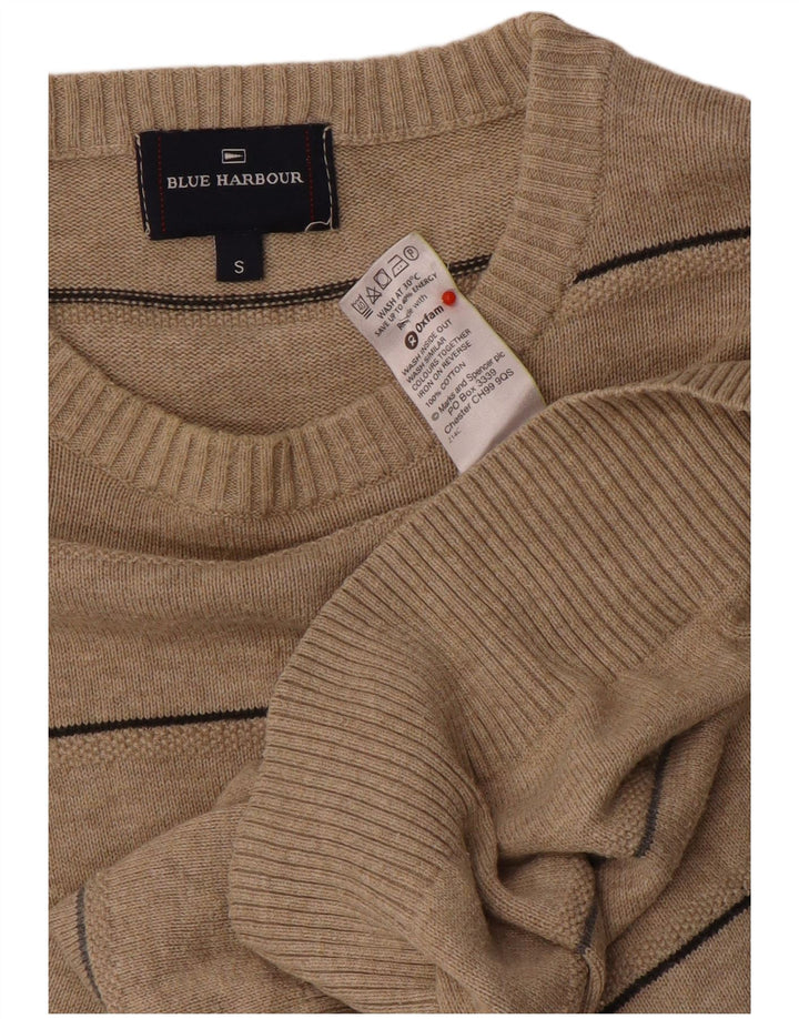 Marks & Spencer - Jersey de cuello redondo para hombre, color azul, talla pequeña, color beige