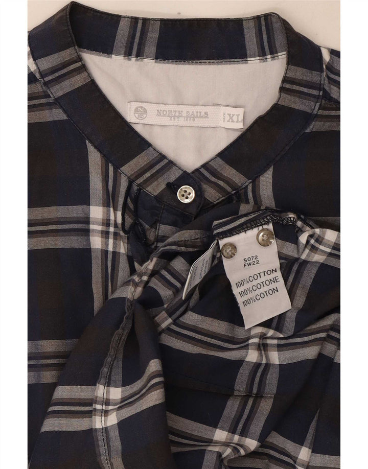 North Sails Camisa tipo pulóver con volantes en la parte delantera para mujer UK 40 XL Azul marino a cuadros