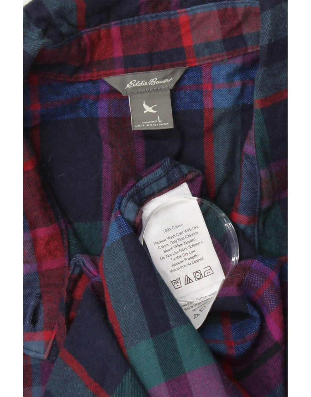 EDDIE BAUER Camisa de franela para mujer UK 46 Algodón a cuadros multicolor grande