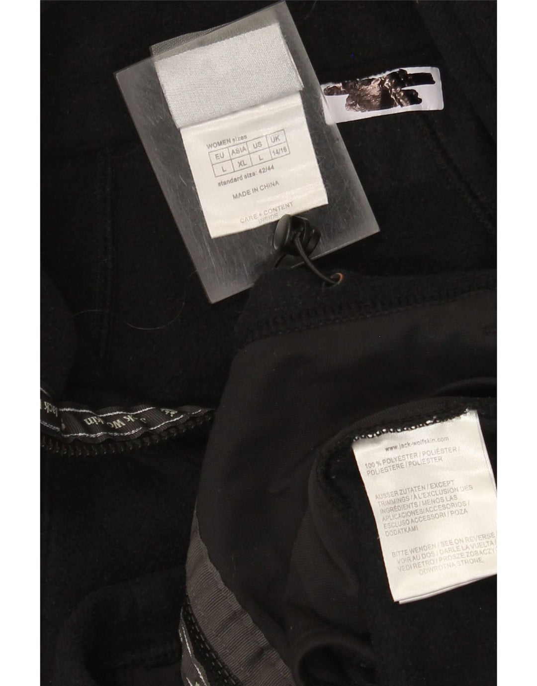 Jack Wolfskin Chaqueta polar con forro para mujer UK 46 Grande Poliéster negro