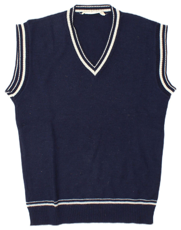 Vintage hombres chaleco tanque top medio azul marino