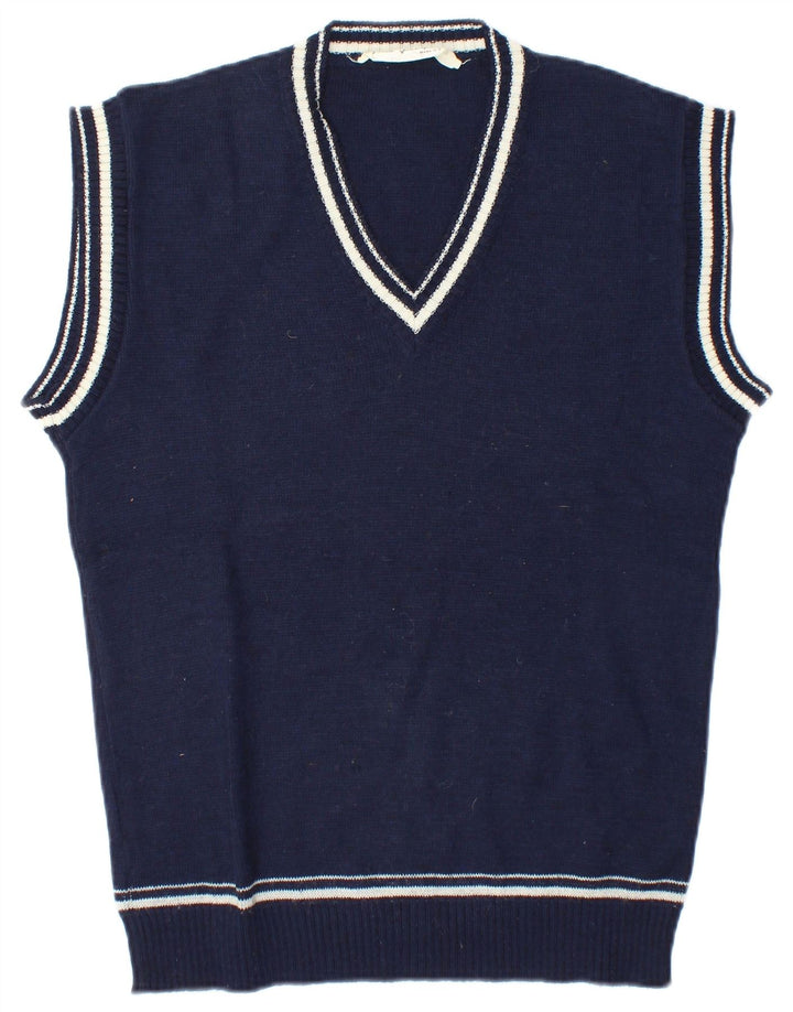 Vintage hombres chaleco tanque top medio azul marino