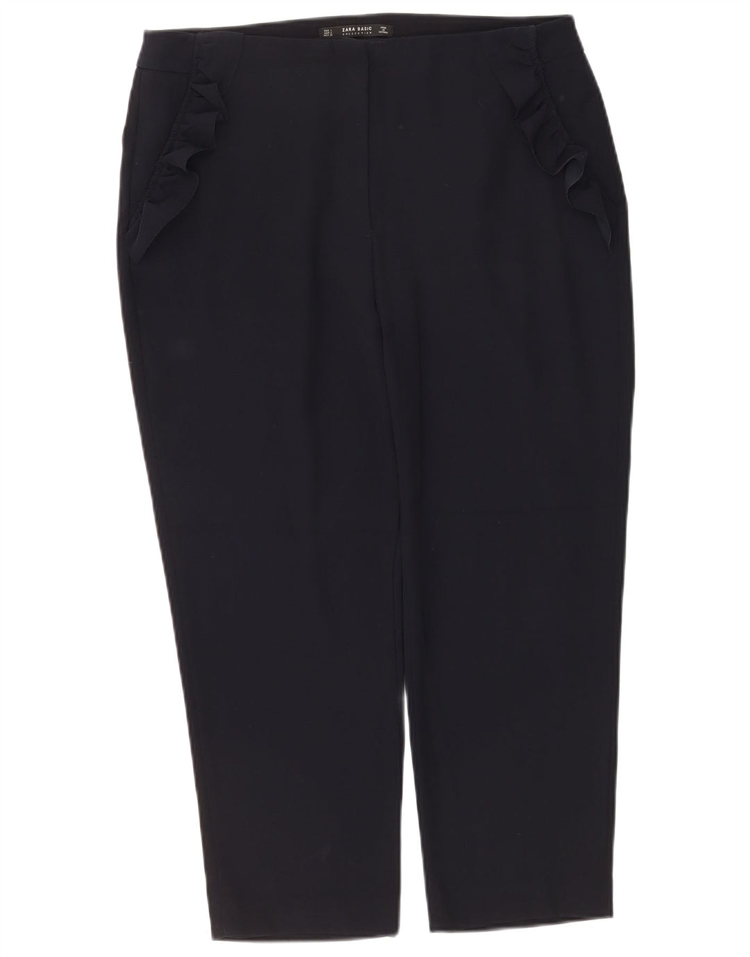 Zara Mujer Pantalón Corto Cónico Grande W30 L25 Poliéster Azul Marino