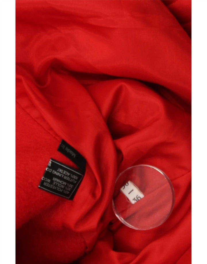 Vintage mujer abrigo militar EU 36 pequeño poliéster rojo